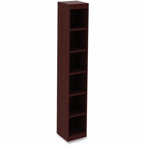 Alera Valencia Bookcase - 6 Shelve(s) - Material: Wood Grain Laminate - Finish: Mahogany - Edge Banding