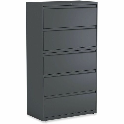 Alera File Cabinet - 36" Width x 18.6" Depth x 67.6" Height - 5 x Drawer(s) for File - A4, A5, Legal, Letter - Lateral - Charcoal - Recycled