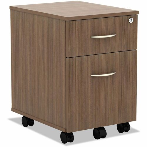 Alera Valencia Pedestal - Total Drawer(s): 2 - Drawer Configuration: 1 x Box, 1 x FileLeft/Right Side - T-mold Edge - Finish: Modern Walnut - For Desk