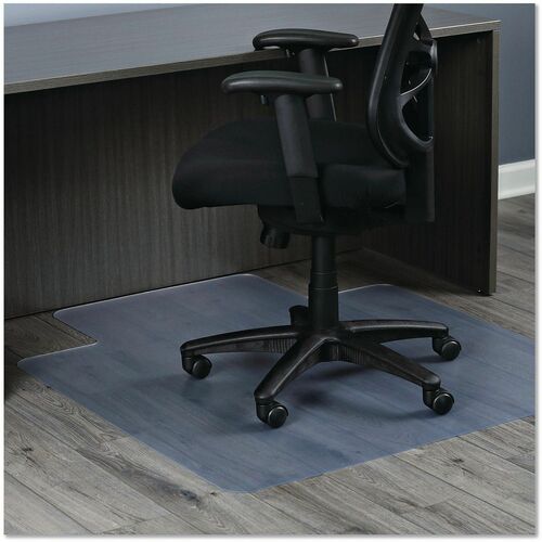 Alera Chair Mat - Hard Floor, Chair, Indoor, Wood Floor, Tile Floor, Laminate Floor, Concrete - 53" Length x 45" Width x 0.090" Thickness - Lip Size 25" Length x 12" Width - Rectangular - Plastic, Vinyl - Clear