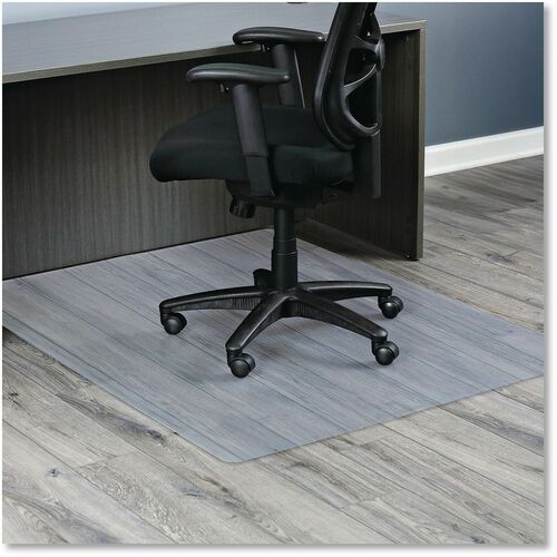 Alera Chair Mat - Hard Floor, Chair, Indoor, Wood Floor, Tile Floor, Laminate Floor, Concrete - 60" Length x 46" Width x 0.090" Thickness - Rectangular - Plastic, Vinyl - Clear