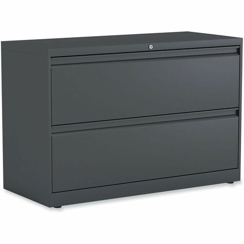 Alera Lateral File, 2 Legal/Letter-Size File Drawers, Charcoal, 42" x 18.63" x 28" - 42" Width x 18.6" Depth x 28" Height - 2 x Drawer(s) for File - 12.38" Drawer Height 39" Drawer Width 16.50" Drawer Depth - Legal, Letter - Lateral - Charcoal - Recycled
