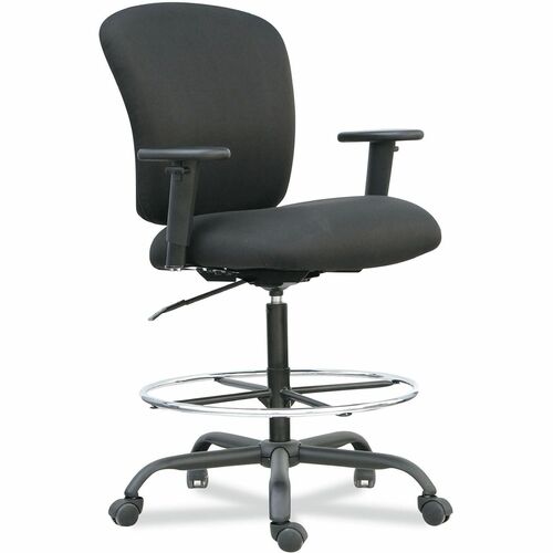 Alera Mota Task Stool - Black Seat Color - Fabric Seat Material - Black Back Color - Fabric Back Material - Black Frame Color - Steel Frame Material - Armrest