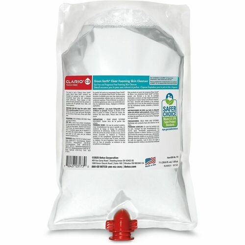 Green Earth Clear Foaming Skin Cleanser - 1.06 quart - Hand, Skin - Clear - Dye-free, Non-irritating