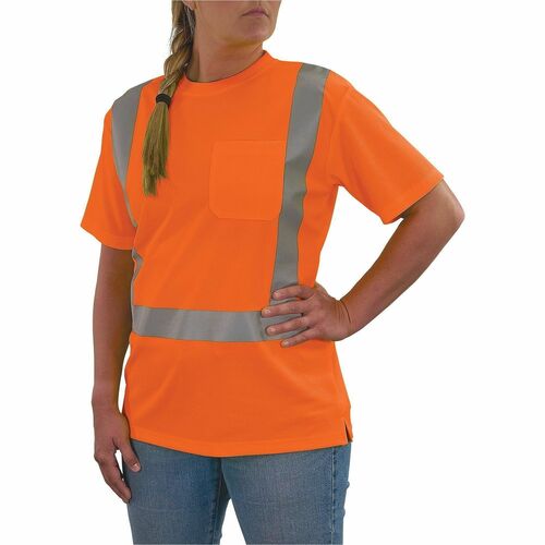 Ergodyne GloWear 8274 Women's Essential Hi-Vis T-Shirt - Large Size - Women - Polyester, Fabric - Orange