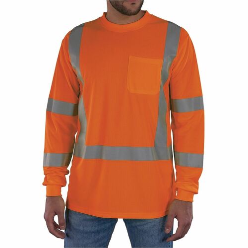 Ergodyne Essential Hi-Vis Long Sleeve T-Shirt - Type R, Class 3 - Small Size - Unisex - Polyester, Fabric - Orange