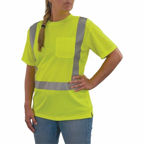 Ergodyne GloWear 8274 Women's Essential Hi-Vis T-Shirt - Small Size - Women - Polyester, Fabric - Lime