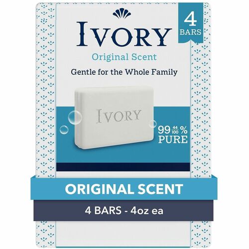 Ivory Bar Soap - Original Scent - 4 oz - Dirt Remover - Skin - White - Paraben-free, Phthalate-free