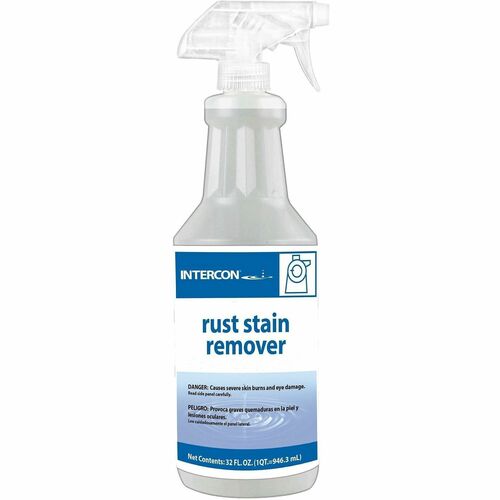 Intercon Rust Stain Remover - For Linen - Spray, Liquid - 32 fl oz (1 quart) - Recommended For: Rust Remover, Stain Remover, Mineral Remover - White, Blue