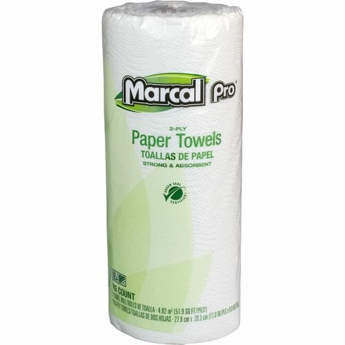 Marcal Pro 2-Ply Paper Towels - 2 Ply - 8" Width x 11" Length - 85 Sheets/Roll - 1 3/5" Core - White - Fiber Paper
