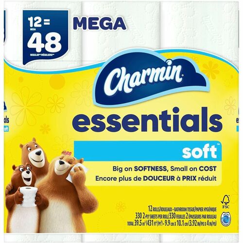 Charmin Essentials Soft Bath Tissue - 2 Ply - Mega - White - Paper