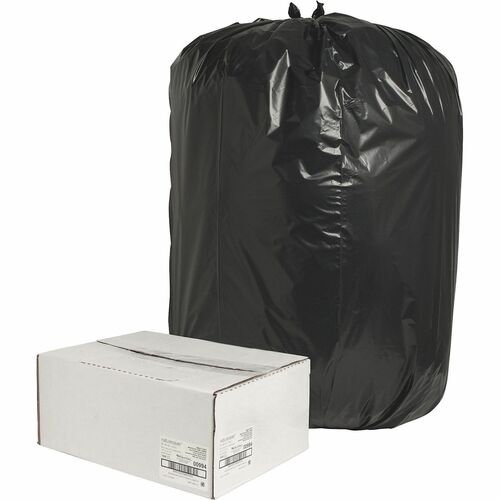 Nature Saver Black Low-density Recycled Can Liners - 60 gal Capacity - 58" Length x 38" Width x 1.65 mil (42 Micron) Thickness - Low Density - Black - Plastic - Garbage, Can Liner - Recycled