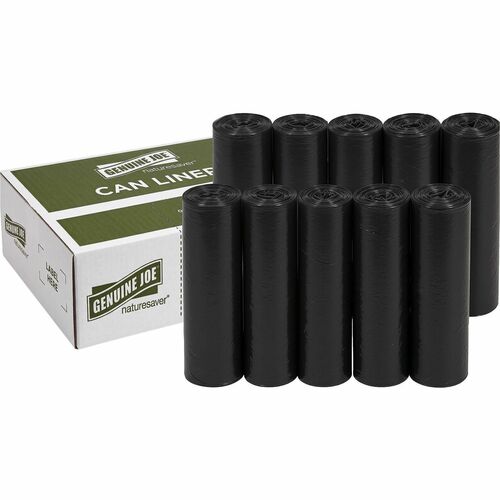 Nature Saver Black Low-density Recycled Can Liners - 45 gal Capacity - 46" Length x 40" Width x 1.65 mil (42 Micron) Thickness - Low Density - Black - Plastic - Garbage, Can Liner - Recycled