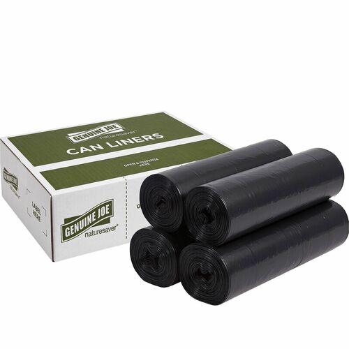 Nature Saver Black Low-density Recycled Can Liners - 33 gal Capacity - 39" Length x 33" Width x 1.65 mil (42 Micron) Thickness - Low Density - Black - Plastic - Garbage, Can Liner - Recycled