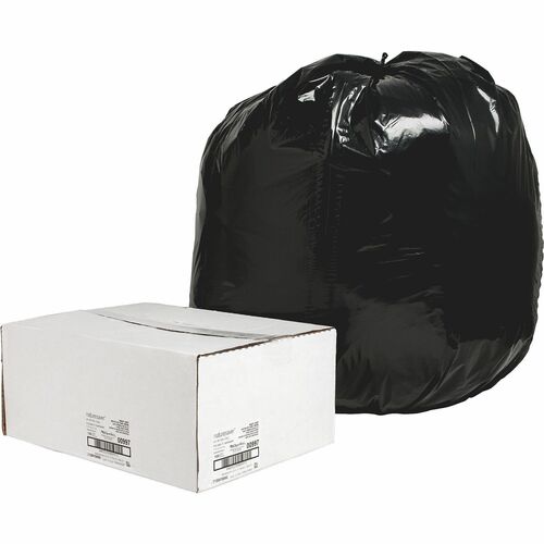Nature Saver Black Low-density Recycled Can Liners - 56 gal Capacity - 48" Length x 43" Width x 1.65 mil (42 Micron) Thickness - Low Density - Black - Plastic - Garbage, Can Liner - Recycled