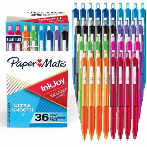Paper Mate InkJoy 300 RT Ballpoint Pens - 1 mm Medium Pen Point - Retractable - Assorted Ink - Assorted Barrel - Writing, Multipurpose - 36 / Pack