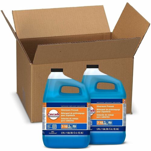 Cascade Professional Silverware Pre-Soak - For Silverware, Flatware, Metal - Liquid - 128 fl oz (4 quart) - Recommended For: Soil Remover, Water Mark Remover - Blue
