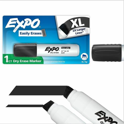 Expo Dry Erase Markers - Extra Wide Chisel Marker Point - Erasable - Black Ink - Dry - Multipurpose - 1 Pack