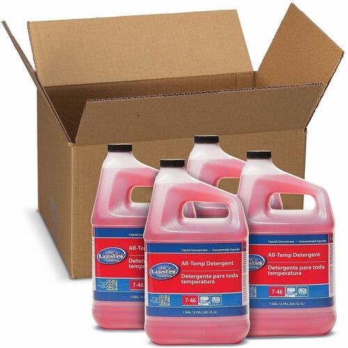 Luster Professional All-Temp Detergent - For Dishwasher, Stainless Steel, Glass, Plastic - Concentrate - Liquid - 128 fl oz (4 quart) - Recommended For: Soil Remover - Heavy Duty, Chlorine-free - Red