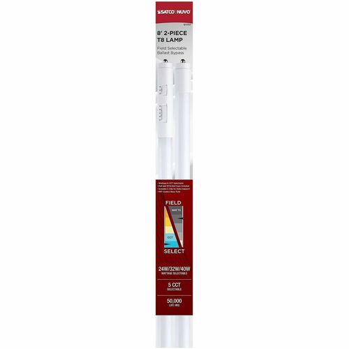Satco S11757 LED Fluorescent Tube - 40 W - 100 W Incandescent Equivalent Wattage - 130 V AC, 230 V AC - 5500 lm - White Light Color - T8 Base - 3000°K, 3500°K, 4000°K, 5000°K, 6500°K Color Temperature - 80 CRI - 210° Beam Angle - S