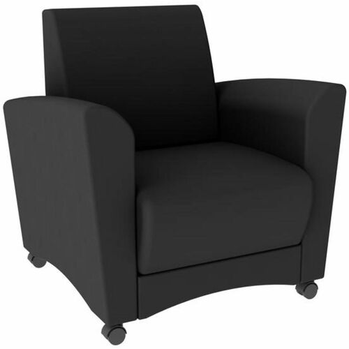 Learniture Shapes Series II Common Area Chair - Foam, Vinyl, Polyurethane Seat Material - Wood Frame Material - Black Smooth Grain - Armrest
