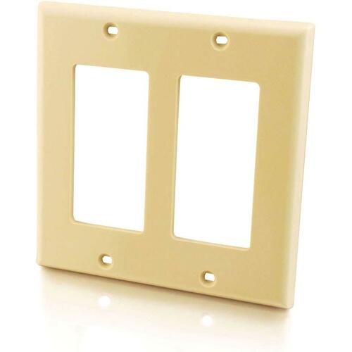 C2G Two Decorative Style Cutout Double Gang Wall Plate - Ivory - Ivory