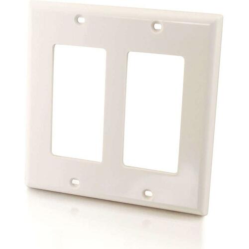 C2G Two Decorative Style Cutout Double Gang Wall Plate - White - White