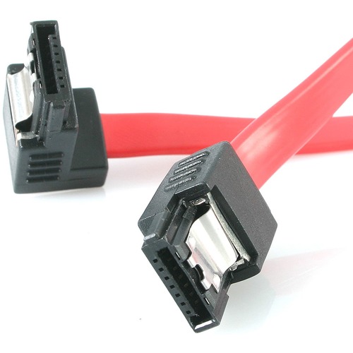 StarTech.com 12in Latching SATA to Right Angle SATA Serial ATA Cable - SATA cable - Serial ATA 150/300 - SATA (F) to SATA (F) - 1 ft - latched - right-angled connector - red - for P/N: PEXSAT31E1 - PEXSAT32