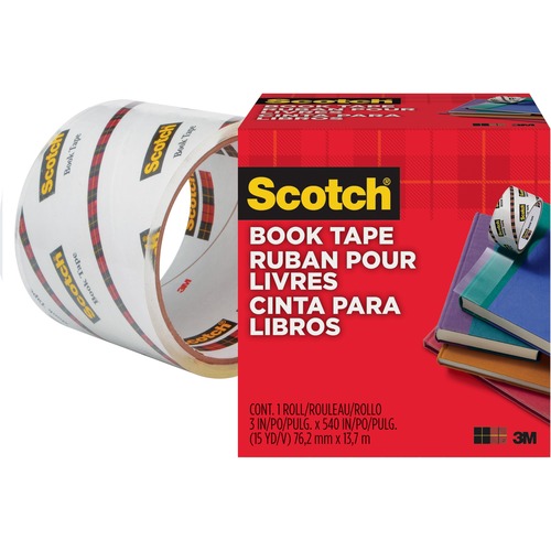 Scotch Book Tape - 15 yd Length x 3" Width - 3" Core - Acrylic - Crack Resistant - For Repairing, Reinforcing, Protecting, Covering - 1 / Roll - Clear