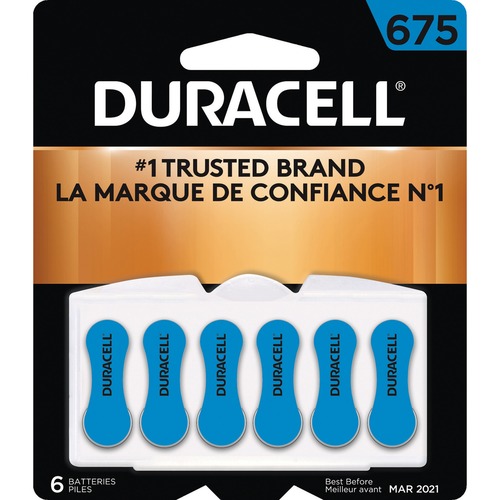 Duracell Zinc Air Hearing Aid Battery - For Hearing Aid - 1.4 V DC - 6 / Pack - Specialty Batteries - DURDA675B6