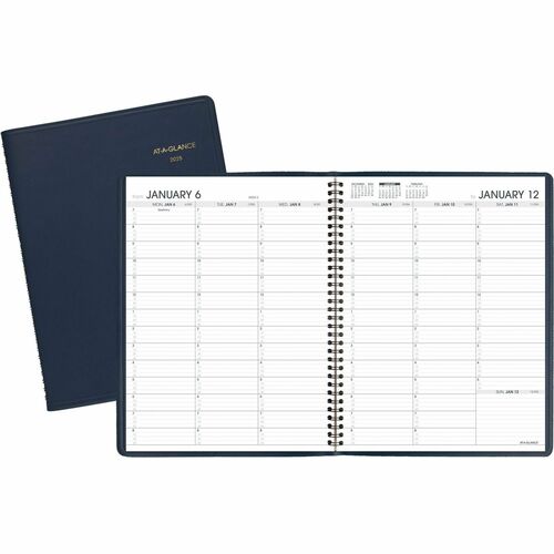 At-A-Glance Appointment Book Planner - Large Size - Julian Dates - Weekly - 13 Month - January 2025 - January 2026 - 7:00 AM to 8:45 PM - Quarter-hourly, 7:00 AM to 5:30 PM - Saturday - 1 Week Double Page Layout - 8 1/4" x 11" White Sheet - Wire Bound - S