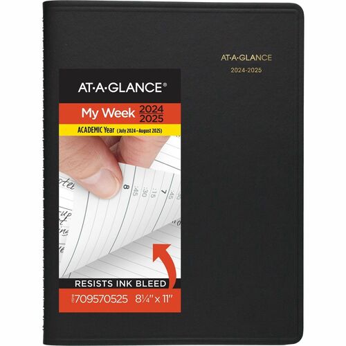 At-A-Glance Academic Weekly Appointment Book - Julian Dates - Weekly - 14 Month - July 2023 - August 2024 - 7:00 AM to 8:45 PM - Quarter-hourly, 7:00 AM to 5:30 PM - Quarter-hourly - 1 Week Double Page Layout - 8 1/4" x 10 7/8" Sheet Size - Wire Bound - B