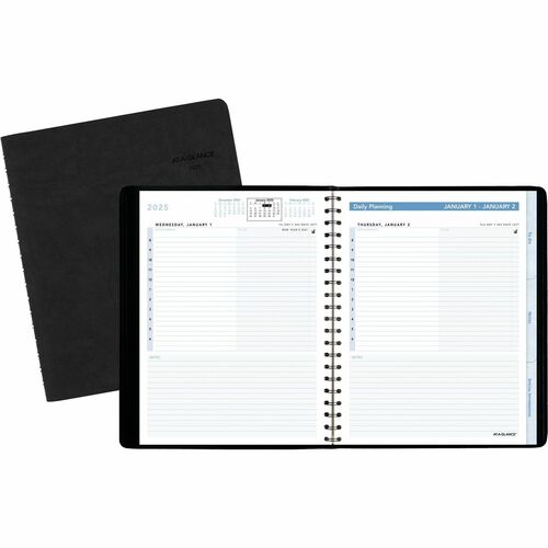 At-A-Glance Action PlannerAppointment Book Planner - Medium Size - Julian Dates - Daily - 1 Year - January 2025 - December 2025 - 8:00 AM to 6:00 PM - Hourly - 1 Day Single Page Layout - 6 1/2" x 8 3/4" White Sheet - Wire Bound - Black - Simulated Leather