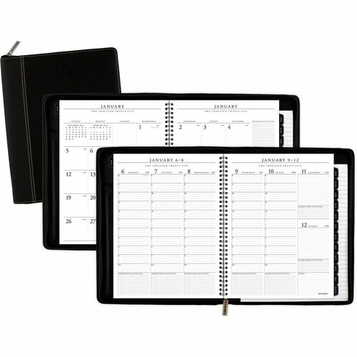 At-A-Glance Executive Appointment Book with Zipper - Large - Julian Dates - Weekly, Monthly - 12 Month - January 2025 - December 2025 - 8:00 AM to 5:45 PM - Quarter-hourly - 1 Week, 1 Month Double Page Layout - 8 1/4" x 11" Sheet Size - White Sheet - Wire