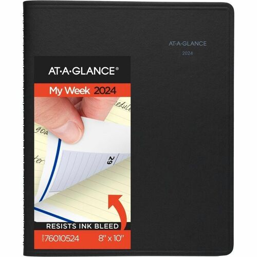 At-A-Glance QuickNotes Appointment Book Planner - Large Size - Julian Dates - Weekly, Monthly - 12 Month - January 2024 - December 2024 - 8:00 AM to 5:00 PM - Hourly - 1 Week, 1 Month Double Page Layout - 8" x 10" White Sheet - Wire Bound - Simulated Leat