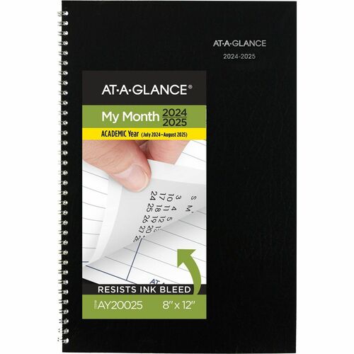 At-A-Glance DayMinder Monthly Academic Planner - Julian Dates - Monthly - 14 Month - July 2024 - August 2025 - 1 Month Double Page Layout - 8" x 12" Sheet Size - Black - 1 Each