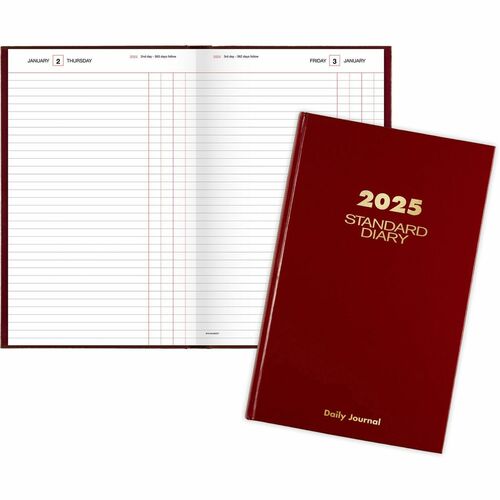 At-A-Glance Standard Diary Diary - Large Size - Julian Dates - Daily - 1 Year - January 2024 - December 2024 - 1 Day Single Page Layout - 7 3/4" x 12" White Sheet - Case Bound - Vinyl, Faux Leather - Red CoverAddress Directory, Phone Directory, Ruled Jour