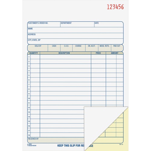Adams Carbonless 2-part Numbered Sales Order Books - 50 Sheet(s) - 2 PartCarbonless Copy - 5.56" x 8.43" Sheet Size - White, Canary - Assorted Sheet(s) - Red Print Color - 1 Each