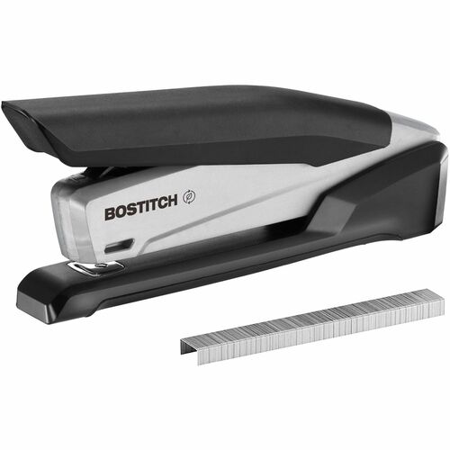 Bostitch InPower Spring-Powered Antimicrobial Desktop Stapler - Staples Upto 20 Sheet - Holds Upto 210 Staple - Full Strip - 4.50" Throat Depth - Silver, Black - Rubber - 1 Each