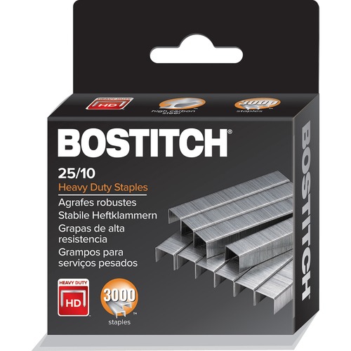 Bostitch Heavy-Duty Staples - 125 Per Strip - High Capacity - 3/8" Leg - 1/2" Crown - Holds 65 Sheet(s) - Silver - 2.50" (63.50 mm) Height x 1.10" (27.94 mm) Width3" (76.20 mm) Length - 3000 / Box