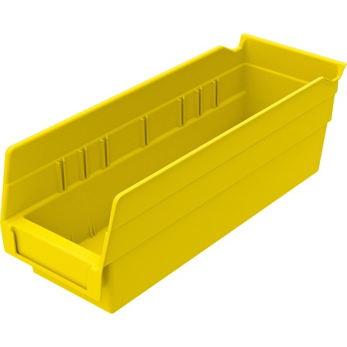 Akro-Mils Economical Storage Shelf Bins - 4" Height x 4.1" Width x 11.6" Depth - Water Proof, Label Holder, Durable, Stain Resistant, Grease Resistant, Oil Resistant - Yellow - Polymer - 1 Each