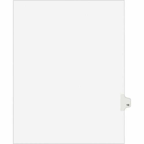 Avery® Individual Legal Exhibit Dividers - Avery Style - 1 Printed Tab(s) - Digit - 19 - 1 Tab(s)/Set - 8.5" Divider Width x 11" Divider Length - Letter - White Paper Divider - Paper Tab(s) - Recycled - Reinforced Tab, Rip Proof, Unpunched - 25 / Pack