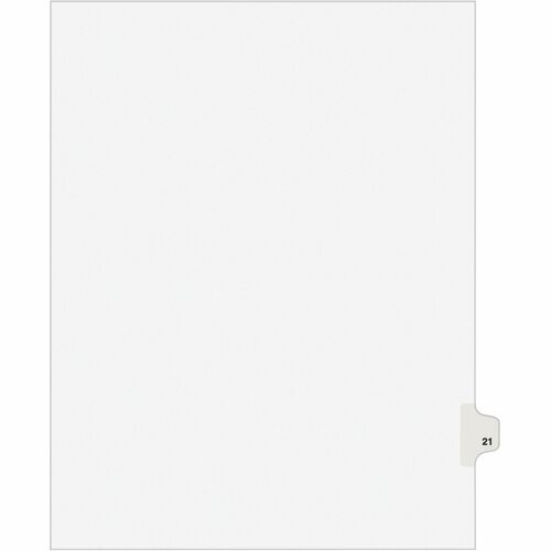 Avery® Individual Legal Exhibit Dividers - Avery Style - 1 Printed Tab(s) - Digit - 21 - 1 Tab(s)/Set - 8.5" Divider Width x 11" Divider Length - Letter - White Paper Divider - White Tab(s) - Recycled - Reinforced Tab, Rip Proof, Unpunched - 25 / Pack