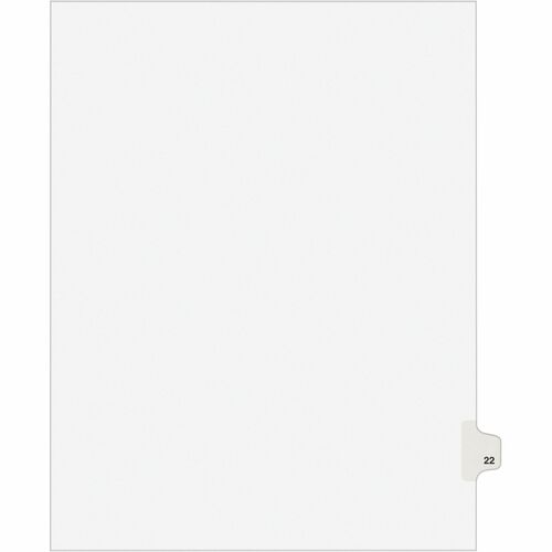Avery® Individual Legal Exhibit Dividers - Avery Style - 1 Printed Tab(s) - Digit - 22 - 1 Tab(s)/Set - 8.5" Divider Width x 11" Divider Length - Letter - White Paper Divider - Paper Tab(s) - Recycled - Reinforced Tab, Rip Proof, Unpunched - 25 / Pack