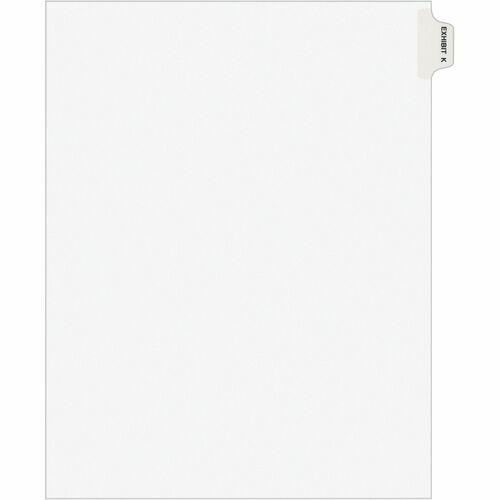 Avery® Individual Legal Exhibit Dividers - Avery Style - 1 Printed Tab(s) - Character - K - 8.5" Divider Width x 11" Divider Length - Letter - White Paper Divider - Paper Tab(s) - Recycled - Reinforced Tab, Rip Proof, Unpunched - 25 / Pack