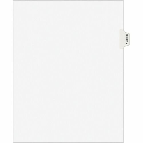 Avery® Individual Legal Exhibit Dividers - Avery Style - 1 Printed Tab(s) - Character - M - 8.5" Divider Width x 11" Divider Length - Letter - White Paper Divider - Paper Tab(s) - Recycled - Reinforced Tab, Rip Proof, Unpunched - 25 / Pack
