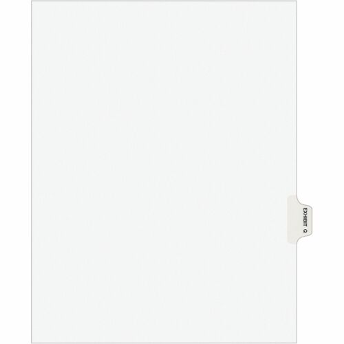 Avery® Individual Legal Exhibit Dividers - Avery Style - 1 Printed Tab(s) - Character - Q - 8.5" Divider Width x 11" Divider Length - Letter - White Paper Divider - Paper Tab(s) - Recycled - Reinforced Tab, Rip Proof, Unpunched - 25 / Pack