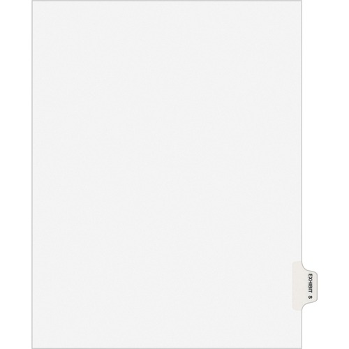 Avery® Individual Legal Exhibit Dividers - Avery Style - 1 Printed Tab(s) - Character - S - 8.5" Divider Width x 11" Divider Length - Letter - White Paper Divider - Paper Tab(s) - Recycled - Reinforced Tab, Rip Proof, Unpunched - 25 / Pack