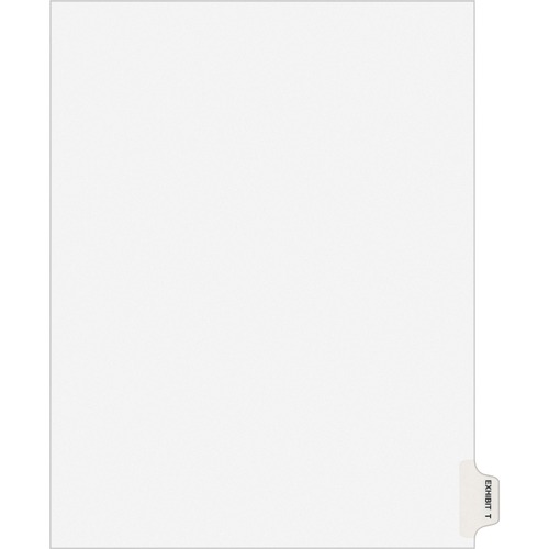 Avery® Individual Legal Exhibit Dividers - Avery Style - 1 Printed Tab(s) - Character - T - 8.5" Divider Width x 11" Divider Length - Letter - White Paper Divider - Paper Tab(s) - Recycled - Reinforced Tab, Rip Proof, Unpunched - 25 / Pack