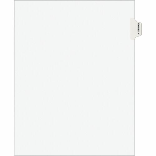 Avery® Individual Legal Exhibit Dividers - Avery Style - 1 Printed Tab(s) - Character - V - 8.5" Divider Width x 11" Divider Length - Letter - White Paper Divider - Paper Tab(s) - Recycled - Reinforced Tab, Rip Proof, Unpunched - 25 / Pack